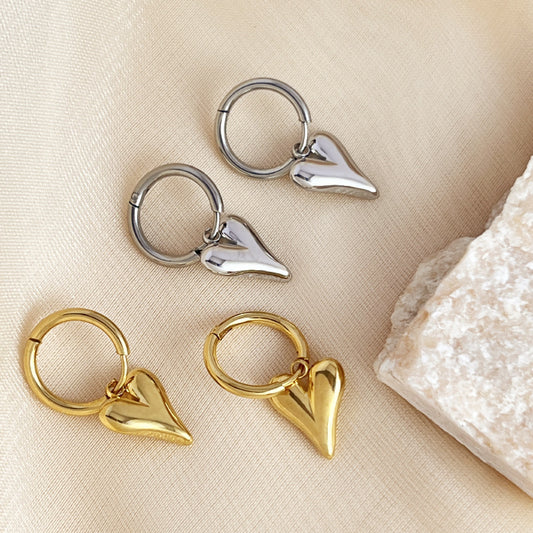 Heart Shape Gold Earrings