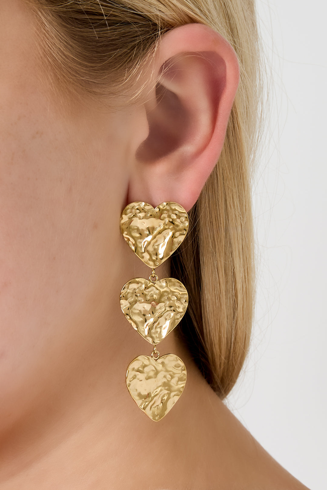 Gold Heart Drop Earrings