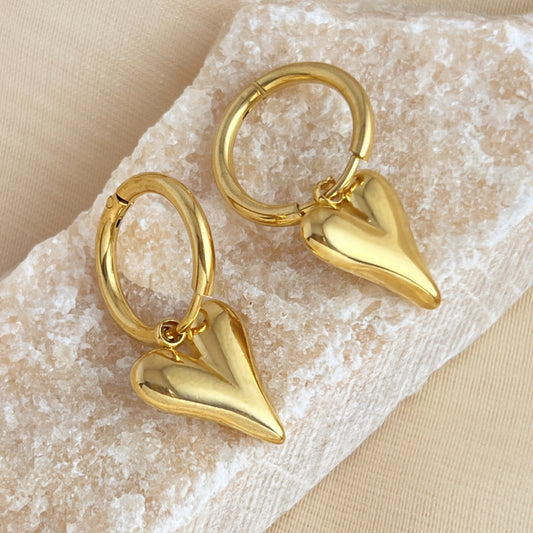 Heart Shape Gold Earrings