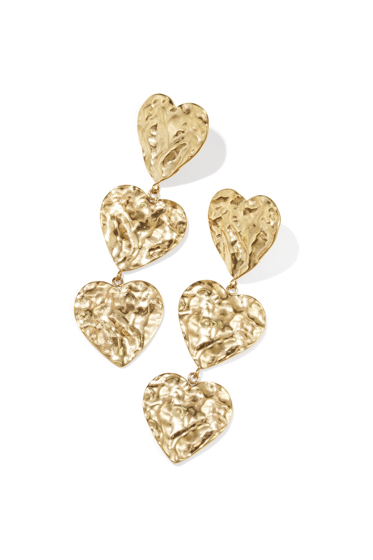 Gold Heart Drop Earrings