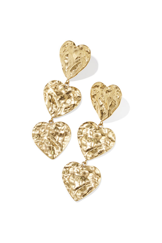 Gold Heart Drop Earrings